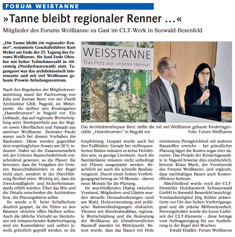 Bericht im Holz-Zentralblatt vom 21.11.2025